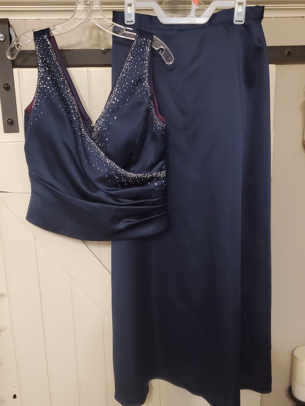 Navy Embellished Two-Piece Evening Dress